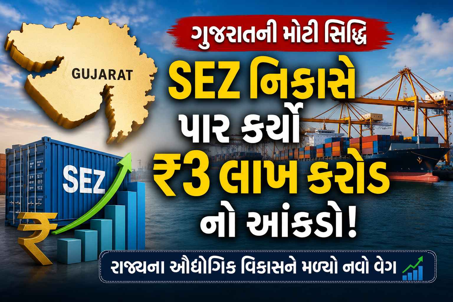 ગુજરાતના SEZ નિકાસે પાર કર્યો ₹3 લાખ કરોડનો આંકડો, રાજ્યના ઔદ્યોગિક વિકાસને મળ્યો નવો વેગ