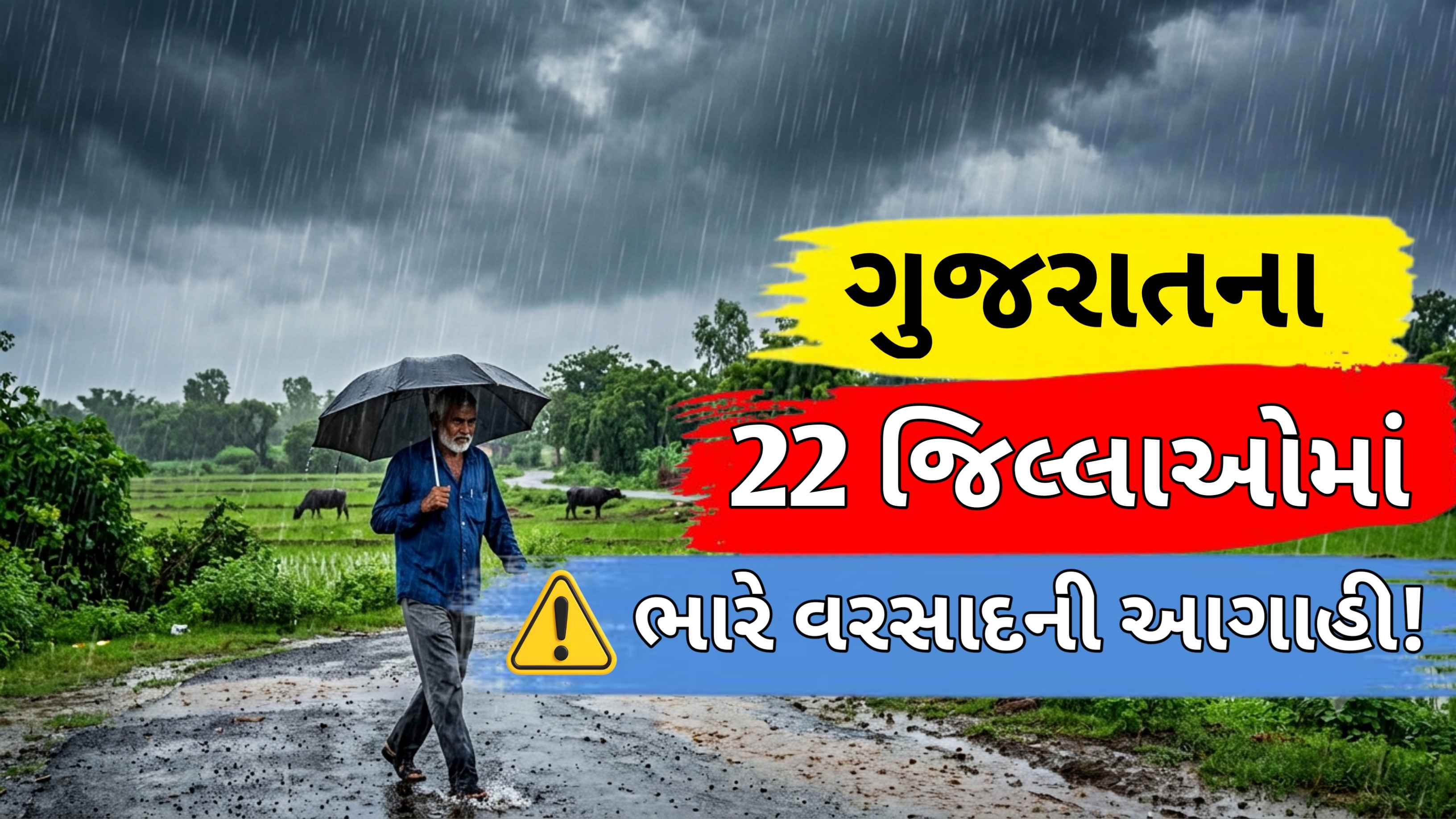 ગુજરાતમાં આજે 22 જીલ્લાઓમાં ભારે વરસાદ, જુનાગઢ અને ગીર સોમનાથમાં રેડ અલર્ટ