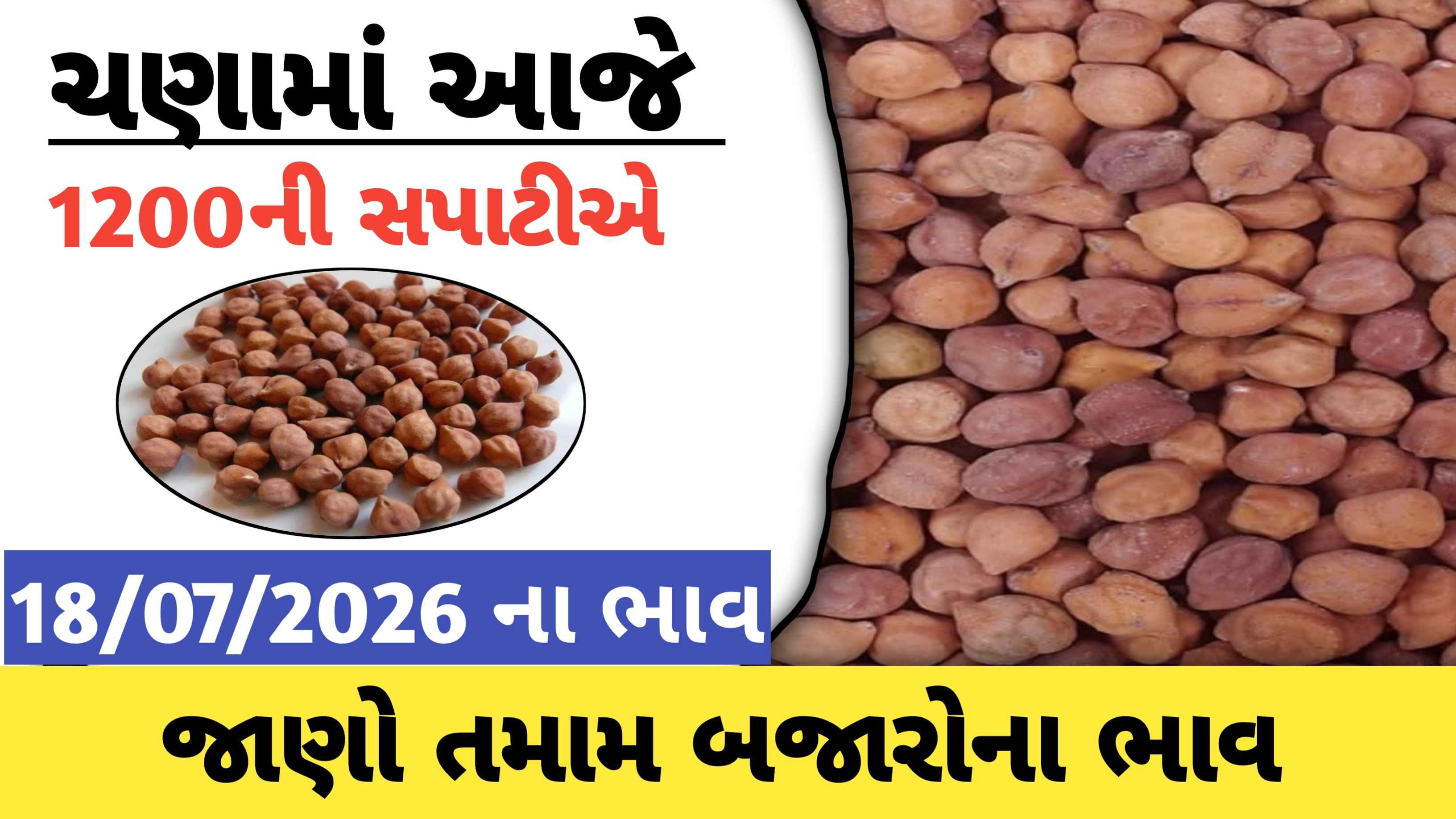 ચણાના એવરેજ રૂ ભાવ 1200, ચણામાં ફૂલ તેજી