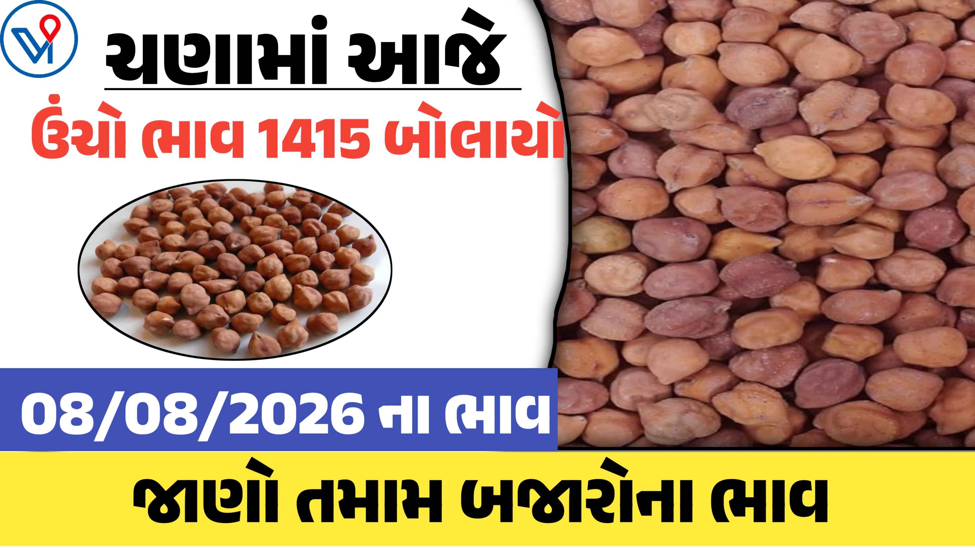 ચણાના બજાર ભાવ: ગુજરાત APMC| આજે ચણાનો ઉંચો ભાવ 1415 રૂપિયા બોલાયો
